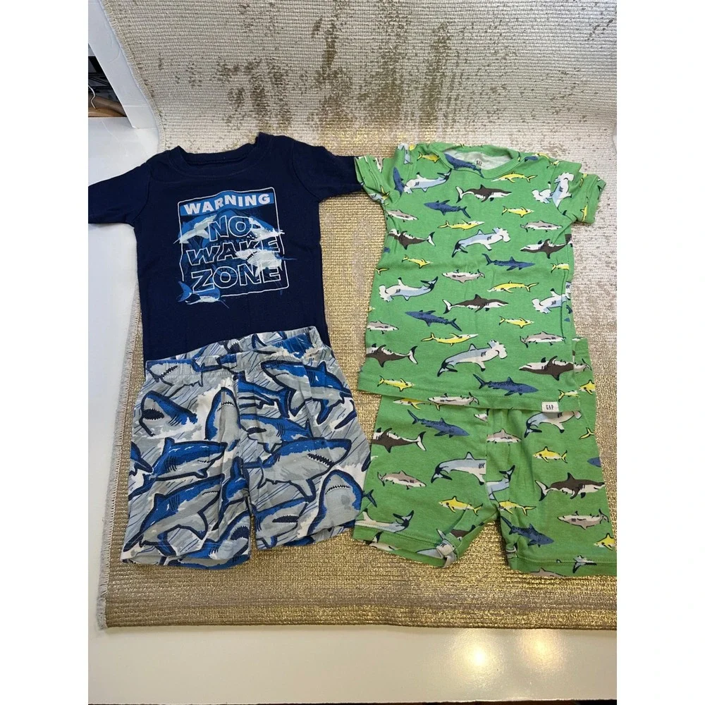 CARTERS OLD NAVY GAP Toddler Boys Shark Pajama Sets Bundle Lightweight Summer 5T